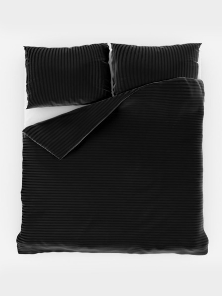 Kvalitex Satiniertes Leinen mit Streifen 140x220, 70x90cm SCHWARZ