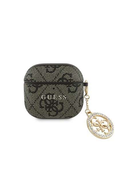 Guess Guess 4G Script PC/PU Charm Hülle für AirPods 4 Braun