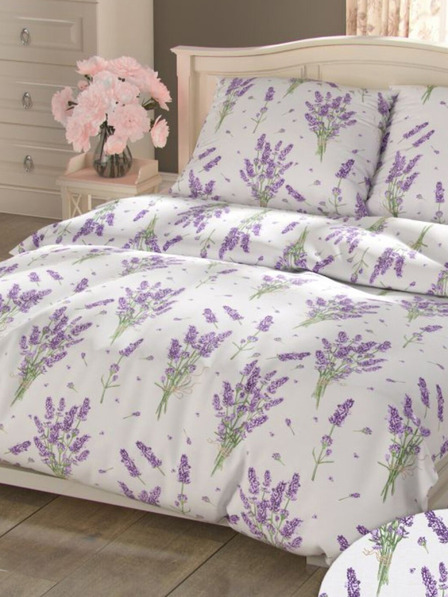 Kvalitex Französisches verlängertes Baumwoll-Bettwäsche-Set PROVENCE COLLECTION 240x220, 70x90cm LAVENDEL lila