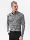 Ombre Clothing Weiß-schwarzes Herrenhemd von Ombre Clothing K608