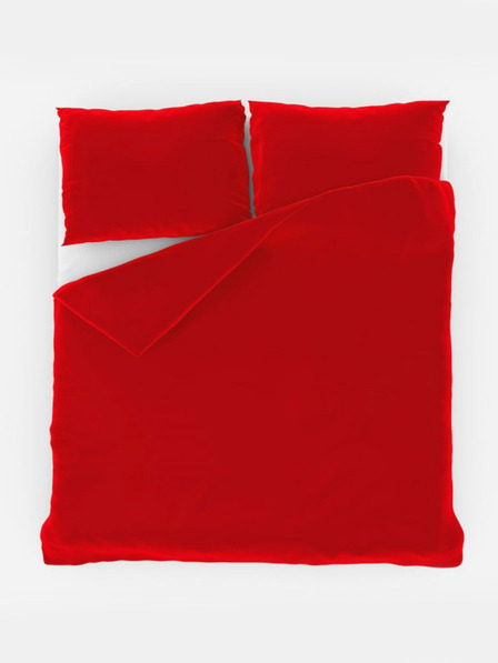 Kvalitex Französische einfarbige Baumwollbettwäsche 220x200, 70x90cm rot