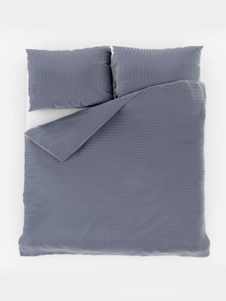 Kvalitex Satiniertes verlängertes Bettwäsche-Set mit Streifen 140x220, 70x90cm DUNKELGRAU