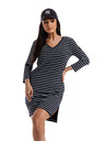 Edoti Weiß-schwarz gestreiftes Damen Kleid Edoti