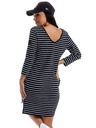 Edoti Weiß-schwarz gestreiftes Damen Kleid Edoti