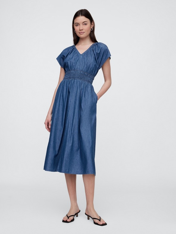 GAP Damen-Chambray-Maxikleid mit Taschen Americana GAP