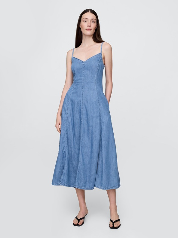 GAP Damen Jeans-Maxikleid mit Taschen GAP