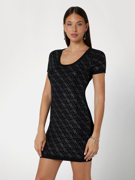 Guess Schwarzes kurzes Damenstrickkleid Guess
