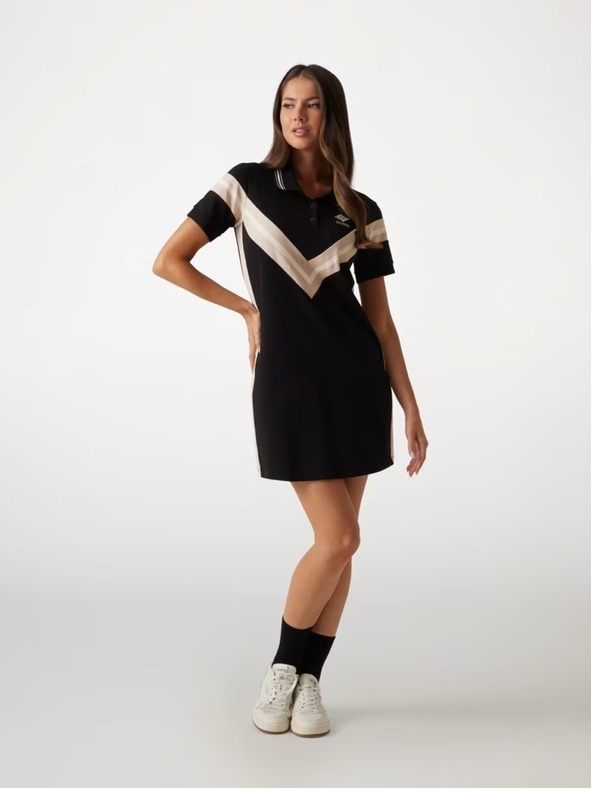 Guess Jeans Damen schwarzes Mini-Kleid im Polo-Stil Guess Jeans