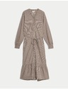 Marks & Spencer Checked Midi Dress with Front Buttons, High Modal Content by Marks & Spencer Brown