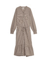 Marks & Spencer Checked Midi Dress with Front Buttons, High Modal Content by Marks & Spencer Brown