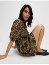 Marks & Spencer Mini Dress with Accentuated Waist and Leopard Print, High Lyocell Content by Marks & Spencer Brown