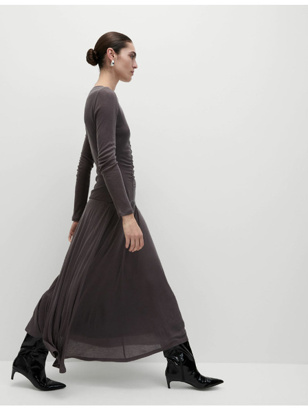 Marks & Spencer Marks & Spencer graues Jersey-Netz-Midikleid mit Säulenschnitt und Rüschen