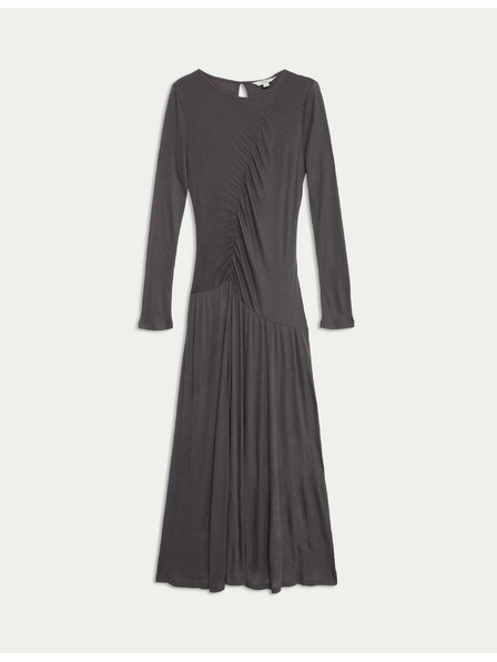 Marks & Spencer Marks & Spencer graues Jersey-Netz-Midikleid mit Säulenschnitt und Rüschen