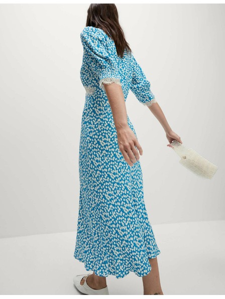 Marks & Spencer Casual Midaxi dress with print, V-neck and lace insert Marks & Spencer blue