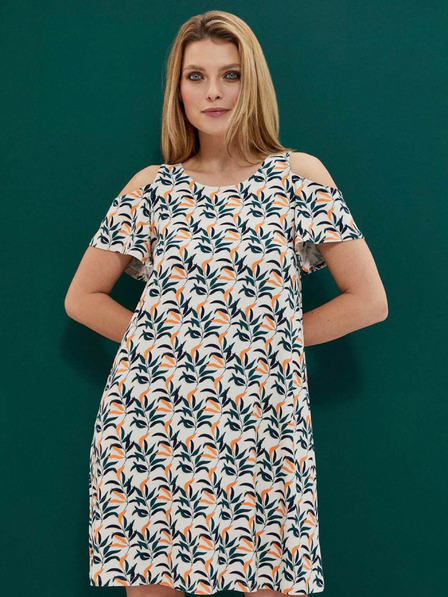 Moodo Weißes gemustertes Damenkleid Moodo