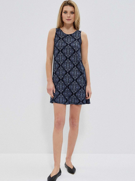 Moodo Dunkelblaues gemustertes Damenkleid Moodo