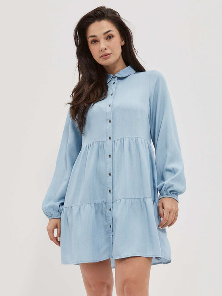 Moodo Hellblaues Damen-Shirt-Kleid Moodo