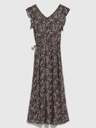 Moodo Weiß-braunes Damen-Blumenkleid Moodo