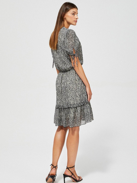 Moodo Schwarzes gemustertes Damenkleid Moodo