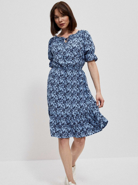 Moodo Blaues geblümtes Damenkleid Moodo
