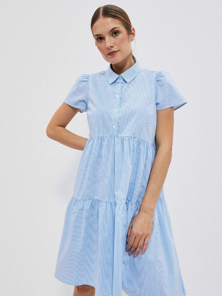 Moodo Weiß und blau gestreiftes Damen-Shirtkleid von Moodo
