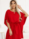 numoco Rotes Damenkleid mit Gürtel Numoco
