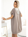 numoco Känguru-Kleid mit Kapuze und Metallic-Details - Mocha Mousse Numoco