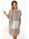 numoco Känguru-Kleid mit Kapuze und Metallic-Details - Mocha Mousse Numoco