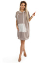 numoco Känguru-Kleid mit Kapuze und Metallic-Details - Mocha Mousse Numoco