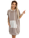 numoco Känguru-Kleid mit Kapuze und Metallic-Details - Mocha Mousse Numoco