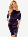 numoco Sportkleid mit Krawatte und Taschen - Velours - dunkelblau Numoco