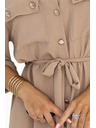 numoco Midikleid aus Hemd mit goldenen Knöpfen und Krawatte - MOCHA MOUSSE