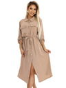 numoco Midikleid aus Hemd mit goldenen Knöpfen und Krawatte - MOCHA MOUSSE