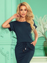 numoco Kurzärmeliges sportliches Kleid - Dunkelgrün Numoco