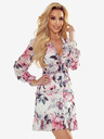 numoco Chiffonkleid mit Rüschen und breitem Gummizug - rosa Blumen Numoco