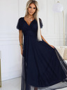 numoco NASTIA Langes Kleid mit Ausschnitt und kurzen Ärmeln - navy blau Numoco