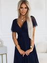numoco NASTIA Langes Kleid mit Ausschnitt und kurzen Ärmeln - navy blau Numoco