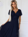 numoco NASTIA Langes Kleid mit Ausschnitt und kurzen Ärmeln - navy blau Numoco