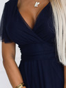 numoco NASTIA Langes Kleid mit Ausschnitt und kurzen Ärmeln - navy blau Numoco