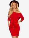 numoco Sportliches Kleid mit Krawatte und Taschen - rot mit schwarzen Tupfen Numoco