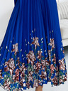 numoco Plissiertes Maxikleid aus Satin - Blau mit Blumen Numoco ESTER
