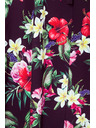 numoco Schwarzes langes Kleid mit Blumenmuster und Rüschenausschnitt Numoco