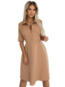numoco Flowy Shirt Dress with Belt - MOCHA MOUSSE