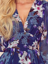 numoco Kleid mit Chiffonausschnitt - Dunkelblau mit Blumen Numoco FRANCES