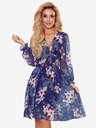 numoco Kleid mit Chiffonausschnitt - Dunkelblau mit Blumen Numoco FRANCES