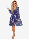 numoco Kleid mit Chiffonausschnitt - Dunkelblau mit Blumen Numoco FRANCES