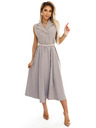 numoco Elegantes Midi-Hemdkleid mit goldenen Knöpfen und Gürtel - taupe