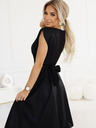 numoco Schwarzes Damen Kleid mit verlängertem Ausschnitt Numoco