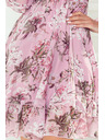 numoco Numoco Pinkes Damen Chiffon Kleid mit Blumenmuster