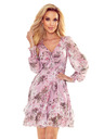 numoco Numoco Pinkes Damen Chiffon Kleid mit Blumenmuster